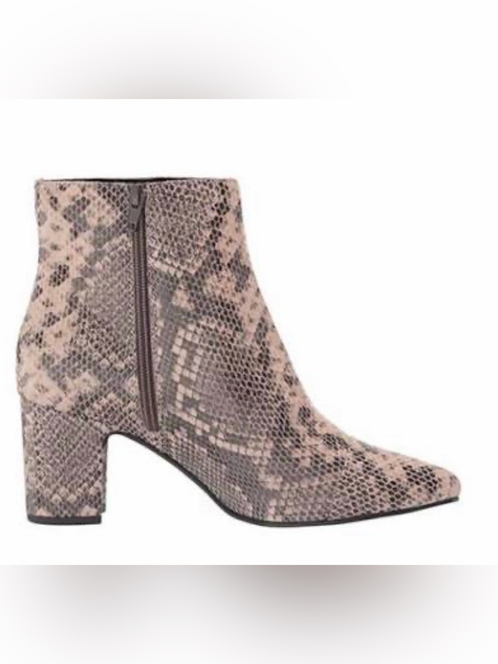 Seychelles Taupe Snake-Print Ankle Booties